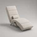 Fauteuil relax inclinable en tissu bouclé crème avec repose-jambes et coussin lombaire, 165 × 65 × 92 cm