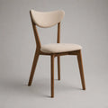 Chaise de salle à manger rembourrée en tissu polyester et bois massif, beige et marron noyer, 49 × 53 × 80 cm
