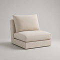 Fauteuil chauffeuse sans accoudoirs en tissu polyester écru, 80 × 90 × 82 cm