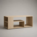 Table basse rectangulaire avec rangements en panneaux de particules mélaminés, chêne clair, 100 x 50 x 45 cm