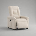 Fauteuil relax manuel en tissu beige crème avec dossier inclinable et repose-pieds, 74 × 90 × 105 cm