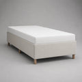 Ensemble lit 1 place avec matelas en mousse et sommier tapissier en polyester blanc et bois, 90 x 190 cm